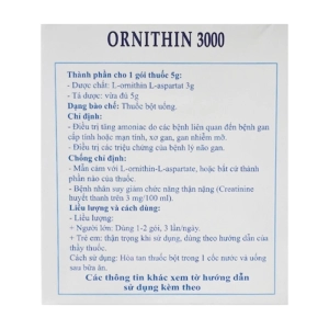 Ornithin 3000 Armephaco 20 gói x 5g (L-Ornithin L-Aspartat) Ornithin 3000 Armephaco 20 gói x 5g (L-Ornithin L-Aspartat)