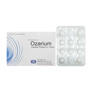 Ozarium 100mg Anfarm Hellas 3 vỉ x 10 viên (Losartan Kali)