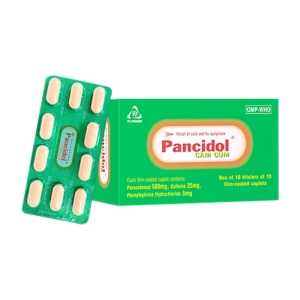 Pancidol Cảm Cúm TV.Pharm 10 vỉ x 10 viên (Paracetamol + Cafein + Phenylephrin)