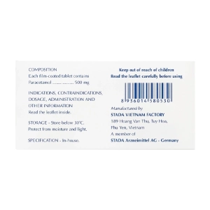 Paracetamol Stada 500mg 10 vỉ x 10 viên Paracetamol Stada 500mg 10 vỉ x 10 viên