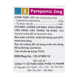 Parepemic 2mg TV.Pharm 10 vỉ x 10 viên Parepemic 2mg TV.Pharm 10 vỉ x 10 viên