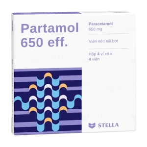 Partamol 650 Eff. Stellapharm 4 vỉ x 4 viên (Paracetamol)