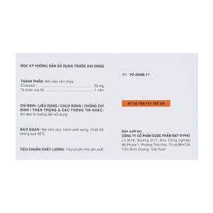 Pasquale-50 Davipharm 10 vỉ x 10 viên Pasquale-50 Davipharm 10 vỉ x 10 viên