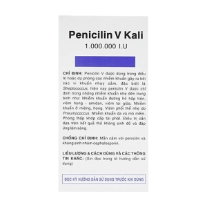 Penicilin V Kali 1.000.000 I.U Vidipha 10 vỉ x 10 viên Penicilin V Kali 1.000.000 I.U Vidipha 10 vỉ x 10 viên