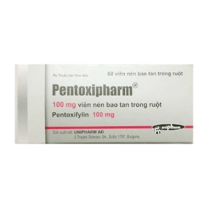 Pentoxipharm 100mg Unipharm 6 vỉ x 10 viên (Pentoxifylline)