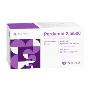 Perdamid 2.5/500 Stellapharm 10 vỉ x 10 viên (Metformin + Glibenclamide)