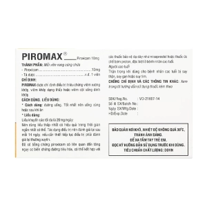 Piromax 10mg TV.Pharm 10 vỉ x 10 viên (Piroxicam)