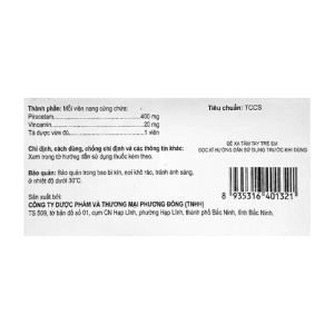 Pitamdami 400mg/20mg 6 vỉ x 10 viên (Piracetam - Vincamine)