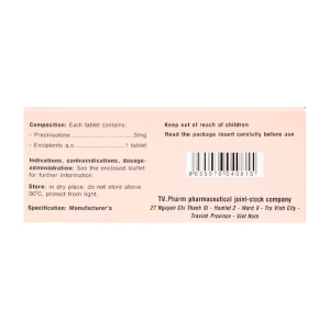 Prednisolone 5mg TV.Pharm 10 vỉ x 20 viên