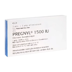 Pregnyl 1500IU Organon 3 ống bột + 3 ống dung môi (Chorionic gonadotrophin (HCG)