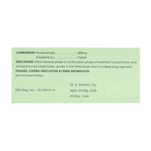 Pyrazinamide 500mg Mekophar 10 vỉ x 10 viên (Pyrazinamide)