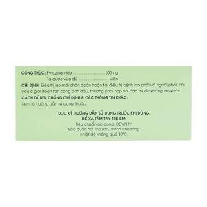 Pyrazinamide 500mg Mekophar 10 vỉ x 10 viên (Pyrazinamide)
