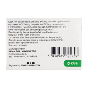 Ramlepsa Film-Coated Tablets 37.5mg/325mg Krka 3 vỉ x 10 viên (Paracetamol + Tramadol)