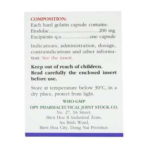 Rhumacap 200 OPV 10 vỉ x 10 viên (Etodolac)