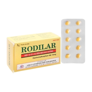 Rodilar 15mg Mekophar 10 vỉ x 10 viên (Dextromethorphan hydrobromid)