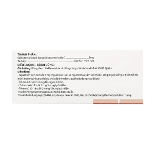 Salbutamol 2mg Dopharma 10 vỉ x 10 viên (Salbutamol)