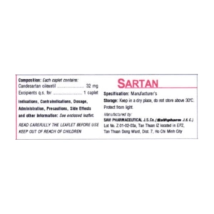 Sartan 32mg Savipharm 3 vỉ x 10 viên (Candesartan cilexetil)