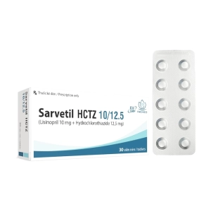 Sarvetil HCTZ 10/12.5 Fremed 3 vỉ x 10 viên (Lisinopril + Hydrochlorothiazide)