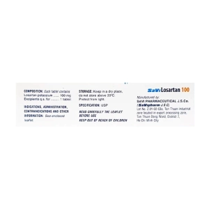 Savi Losartan 100 Savipharm 3 vỉ x 10 viên Savi Losartan 100 Savipharm 3 vỉ x 10 viên