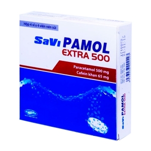SaViPamol Extra 500 Savipharm 4 vỉ x 4 viên (Paracetamol + Cafein)