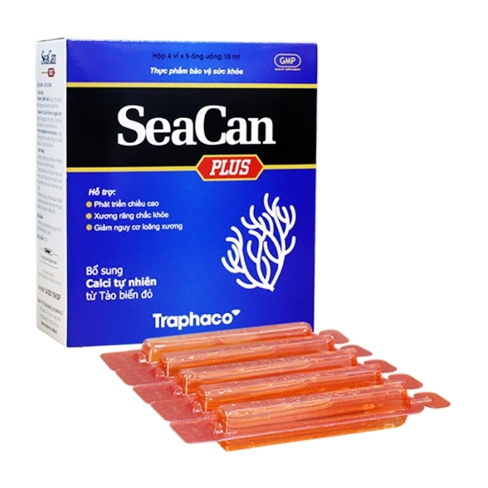 Seacan Plus Traphaco 4 vỉ x 5 ống x 10ml - Hỗ trợ giảm nguy cơ loãng xương