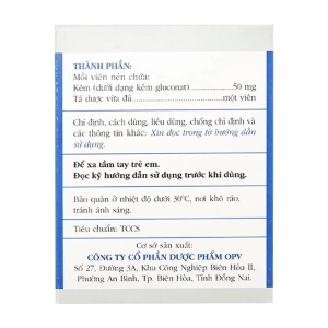 Silverzinc 50 OPV 10 vỉ x 10 viên (Kẽm gluconat)
