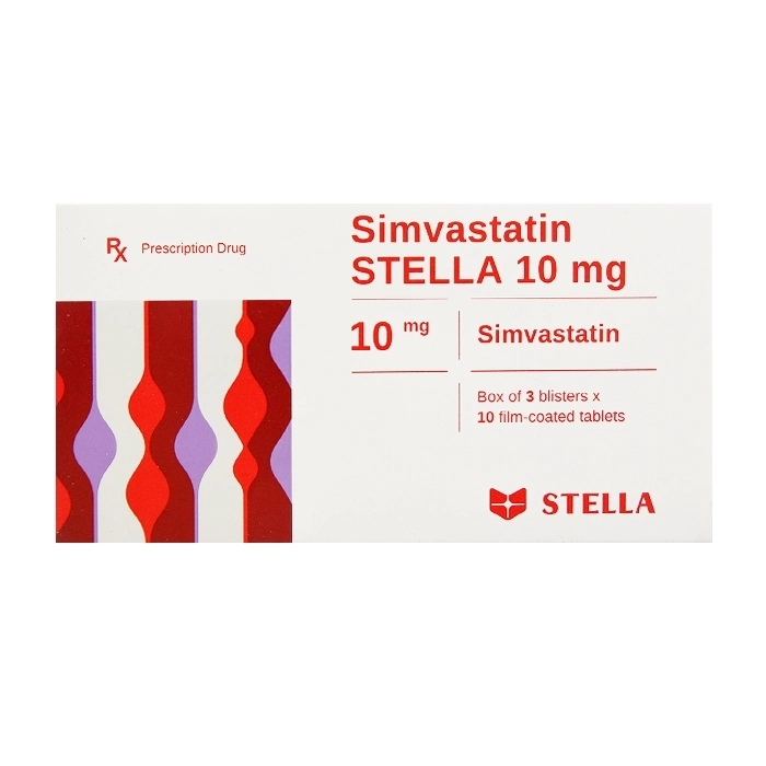 Simvastatin Stella 10mg 3 vỉ x 10 viên Simvastatin Stella 10mg 3 vỉ x 10 viên