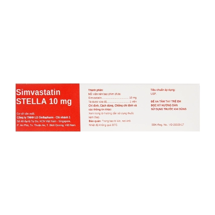 Simvastatin Stella 10mg 3 vỉ x 10 viên Simvastatin Stella 10mg 3 vỉ x 10 viên