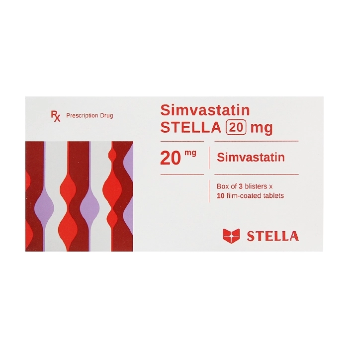 Simvastatin Stella 20mg 3 vỉ x 10 viên Simvastatin Stella 20mg 3 vỉ x 10 viên