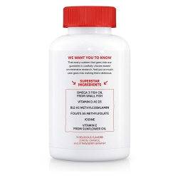 Kẹo dẻo Smarty Pants Multivitamin Omega 3 Fish Oil Vitamin D3 and B12, Chai 180 viên