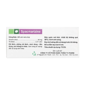 Spacmarizine 40mg TV.Pharm 20 vỉ x 15 viên (Alverin)