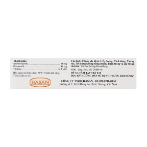 Spinolac Fort Hasan 5 vỉ x 10 viên (Spironolactone + Furosemide)