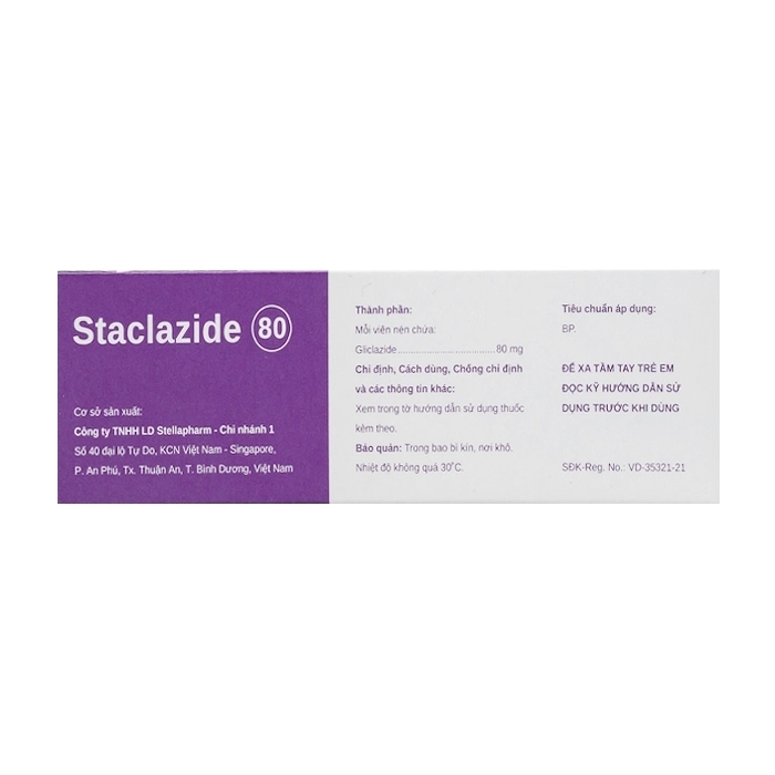 Staclazide 80 Stellapharm 6 vỉ x 10 viên Staclazide 80 Stellapharm 6 vỉ x 10 viên
