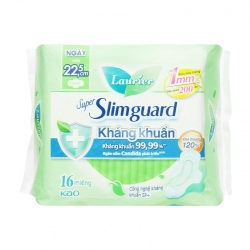 Super Slimguard Kháng Khuẩn Laurier 16 miếng (có cánh)