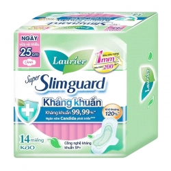 Super Slimguard Kháng Khuẩn Laurier 25cm 14 miếng (có cánh)