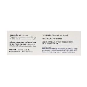 Synapain 100 Savipharm 3 vỉ x 10 viên (Pregabaline)