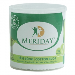Tăm Bông Meriday - Hộp Tròn (200 Que) Tăm Bông Meriday - Hộp Tròn (200 Que)
