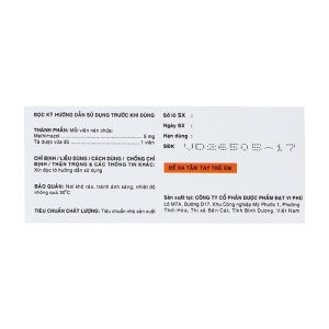 Tazilex 5mg Davipharm 10 vỉ x 10 viên (Methimazole)