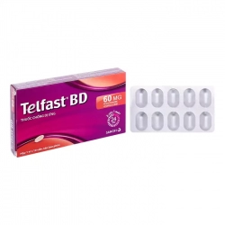 Telfast BD 60mg 1 vỉ x 10 viên - Trị viêm mũi dị ứng, mày đay Telfast BD 60mg 1 vỉ x 10 viên - Trị viêm mũi dị ứng, mày đay