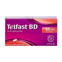 Telfast BD 60mg 1 vỉ x 10 viên - Trị viêm mũi dị ứng, mày đay Telfast BD 60mg 1 vỉ x 10 viên - Trị viêm mũi dị ứng, mày đay