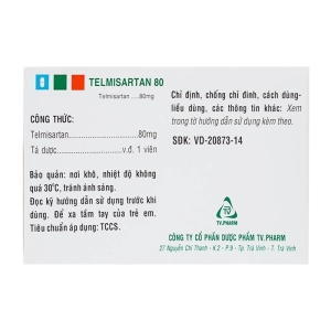 Telmisartan 80 TV.Pharm 10 vỉ x 10 viên (Telmisartan)