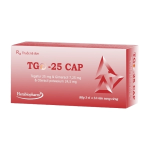 Tgo-25 CAP Herabiopharm 3 vỉ x 14 viên (Tegafur + Gimeracil + Oteracil)
