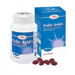 Thực phẩm bảo vệ sức khỏe UBB FOLIC ACID +, Chai 60 viên Thực phẩm bảo vệ sức khỏe UBB FOLIC ACID +, Chai 60 viên