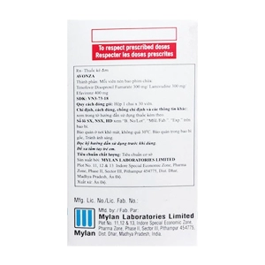 Avonza 300mg/300mg/400mg Mylan 30 viên Avonza 300mg/300mg/400mg Mylan 30 viên