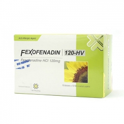 Thuốc chống dị ứng Fexofenadin 120mg HV | Hộp 10 vỉ x 10 viên Thuốc chống dị ứng Fexofenadin 120mg HV | Hộp 10 vỉ x 10 viên