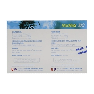 Nadifex 180 US Pharma - USP 1 vỉ x 10 viên (Fexofenadin)