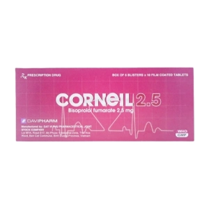 Corneil 2.5 Davipharm 6 vỉ x 10 viên Corneil 2.5 Davipharm 6 vỉ x 10 viên