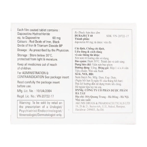 Duraject-60 Akums 1 vỉ x 4 viên Duraject-60 Akums 1 vỉ x 4 viên