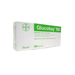 Thuốc đái tháo đường type II Glucobay 100 - Acarbose 100mg, Hộp 10 vỉ x 10 viên Thuốc đái tháo đường type II Glucobay 100 - Acarbose 100mg, Hộp 10 vỉ x 10 viên