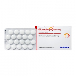 Thuốc tiểu đường type II Glucophage 850mg, Hộp 100 viên Thuốc tiểu đường type II Glucophage 850mg, Hộp 100 viên